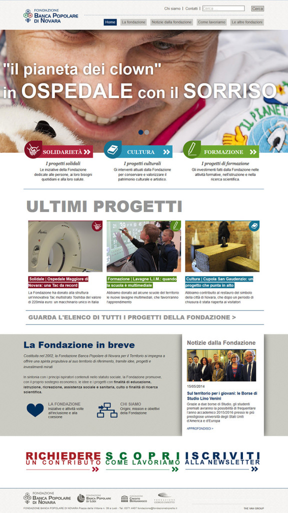 Home page sito Banca Popolare di Novara